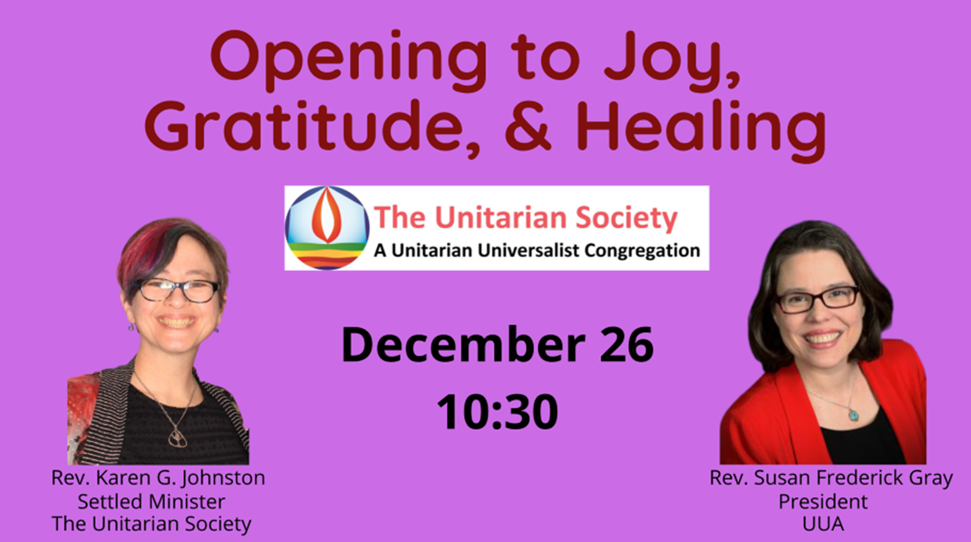 Upcoming Services - The Unitarian Society